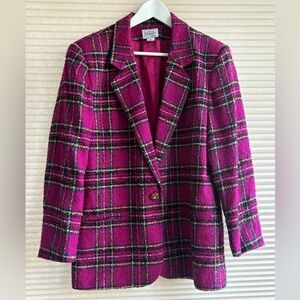 Petite By Fundamental Things Fuchsia Plaid Blazer Vintage